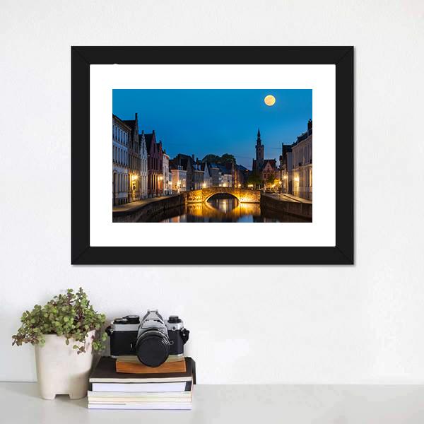 Canal In The Evening Canvas Wall Art-3 Horizontal-Gallery Wrap-25" x 16"-Tiaracle