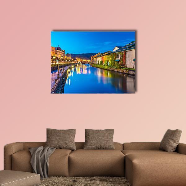Otaru Canal Canvas Wall Art-1 Piece-Gallery Wrap-48" x 32"-Tiaracle
