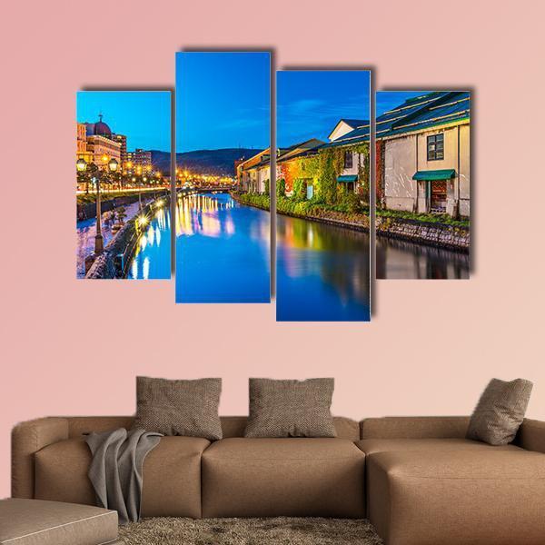 Otaru Canal Canvas Wall Art-4 Pop-Gallery Wrap-50" x 32"-Tiaracle