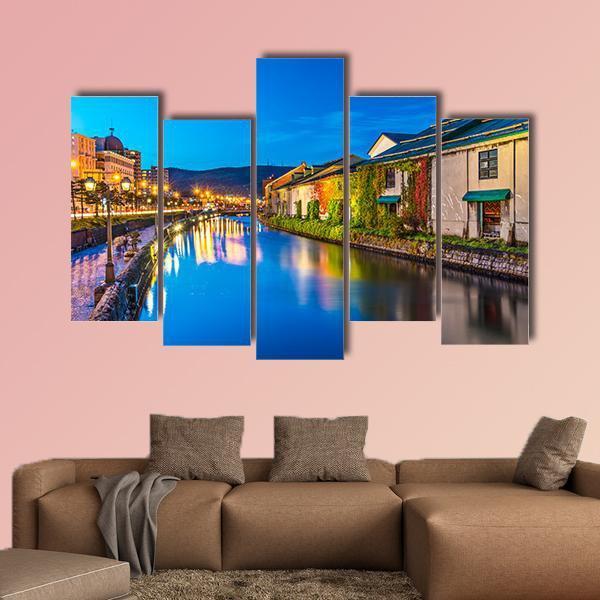 Otaru Canal Canvas Wall Art-5 Pop-Gallery Wrap-47" x 32"-Tiaracle