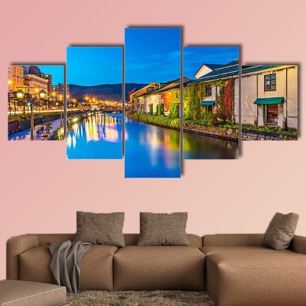 Otaru Canal Canvas Wall Art-5 Star-Gallery Wrap-62" x 32"-Tiaracle