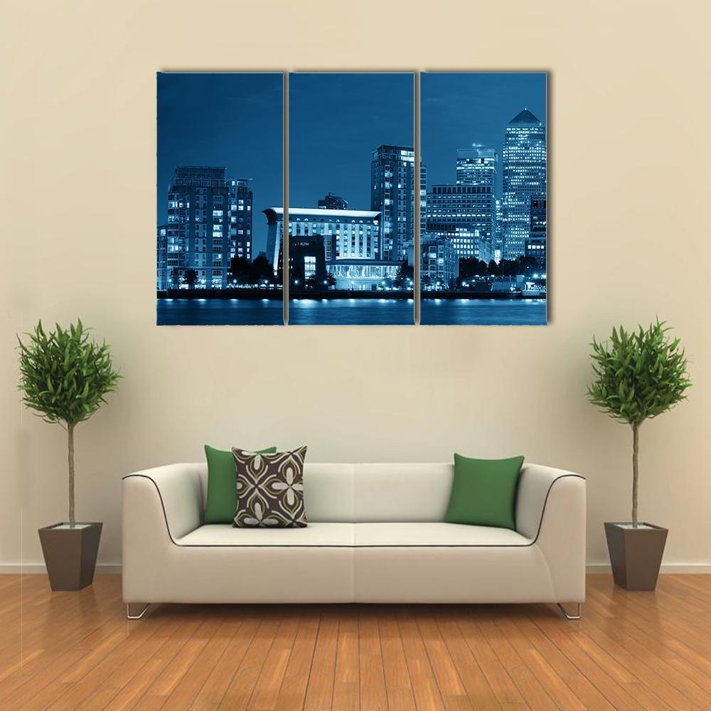 Canary Wharf London Canvas Wall Art-3 Horizontal-Gallery Wrap-37" x 24"-Tiaracle