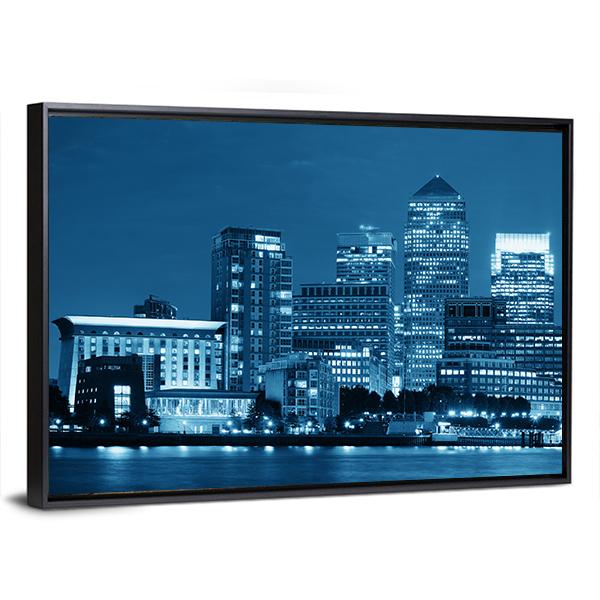 Canary Wharf London Canvas Wall Art-3 Horizontal-Gallery Wrap-25" x 16"-Tiaracle