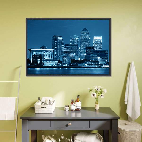Canary Wharf London Canvas Wall Art-3 Horizontal-Gallery Wrap-25" x 16"-Tiaracle