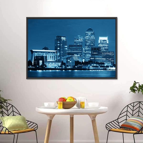 Canary Wharf London Canvas Wall Art-3 Horizontal-Gallery Wrap-25" x 16"-Tiaracle