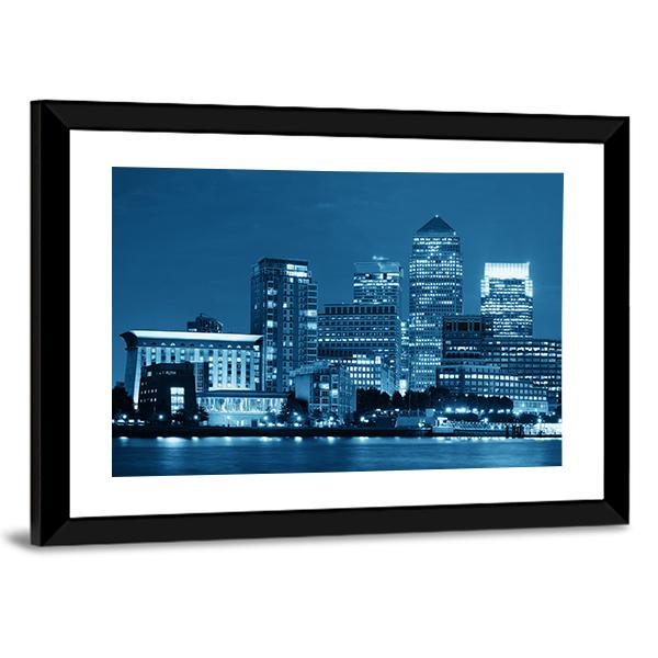Canary Wharf London Canvas Wall Art-3 Horizontal-Gallery Wrap-25" x 16"-Tiaracle