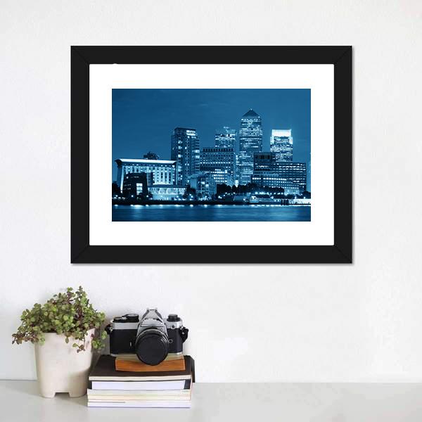 Canary Wharf London Canvas Wall Art-1 Piece-Framed Print-20" x 16"-Tiaracle