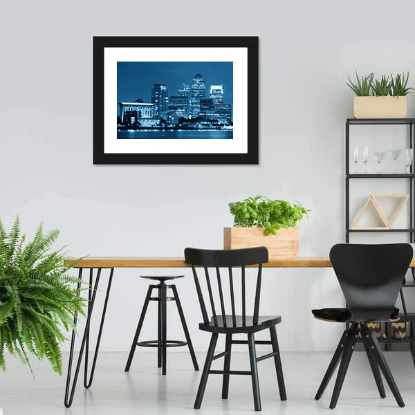 Canary Wharf London Canvas Wall Art-3 Horizontal-Gallery Wrap-25" x 16"-Tiaracle