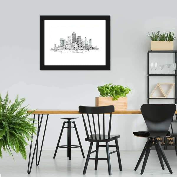 Canary Wharf Sketch Canvas Wall Art-3 Horizontal-Gallery Wrap-25" x 16"-Tiaracle
