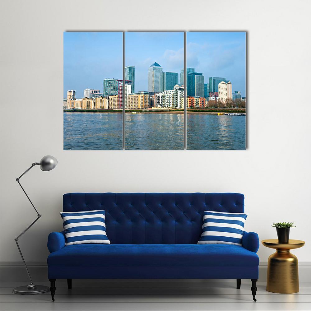 Canary Wharf UK Canvas Wall Art-3 Horizontal-Gallery Wrap-37" x 24"-Tiaracle