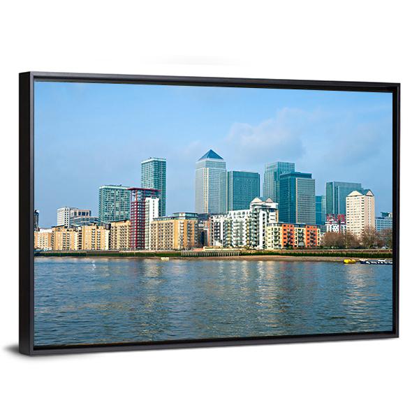 Canary Wharf UK Canvas Wall Art-3 Horizontal-Gallery Wrap-25" x 16"-Tiaracle