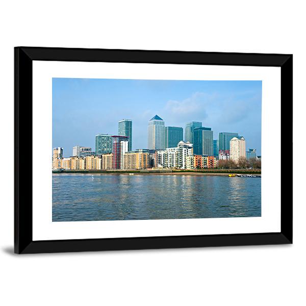 Canary Wharf UK Canvas Wall Art-3 Horizontal-Gallery Wrap-25" x 16"-Tiaracle