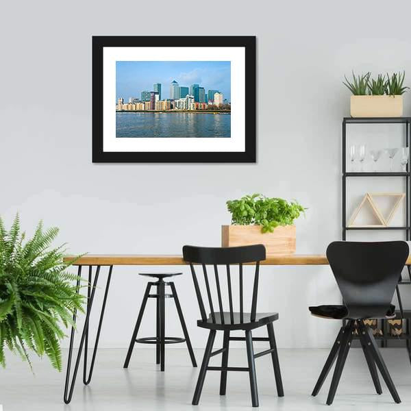 Canary Wharf UK Canvas Wall Art-3 Horizontal-Gallery Wrap-25" x 16"-Tiaracle