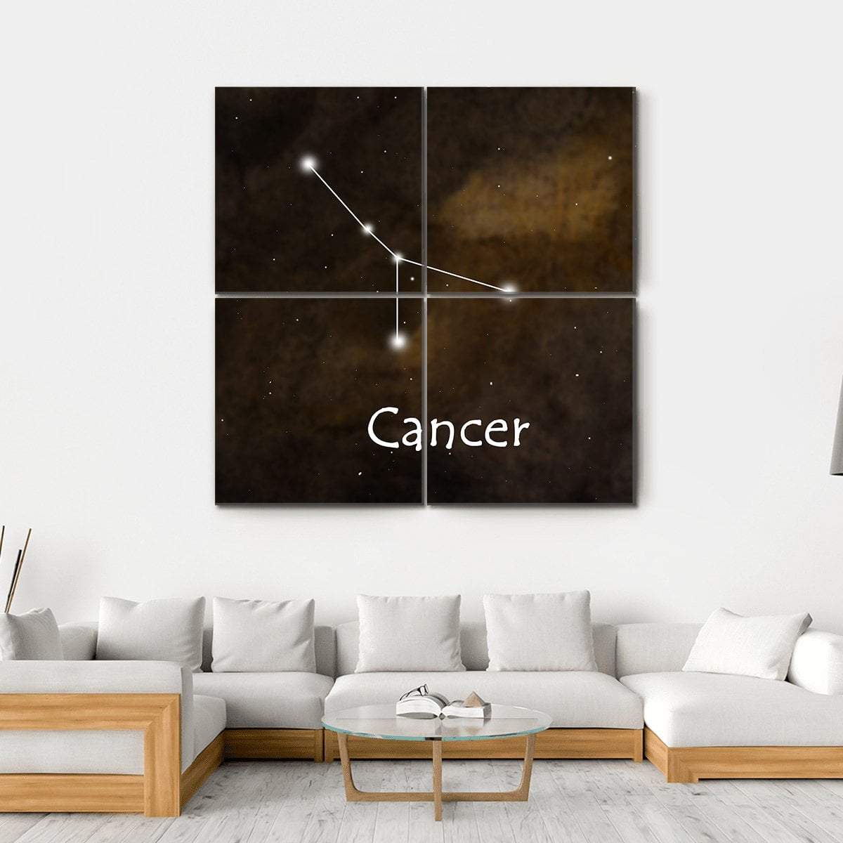 Cancer Horoscope Constellation Canvas Wall Art-4 Square-Gallery Wrap-17" x 17"-Tiaracle