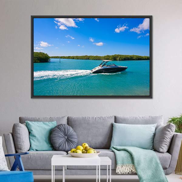 Cancun Nichupte Lagoon Canvas Wall Art-1 Piece-Floating Frame-24" x 16"-Tiaracle