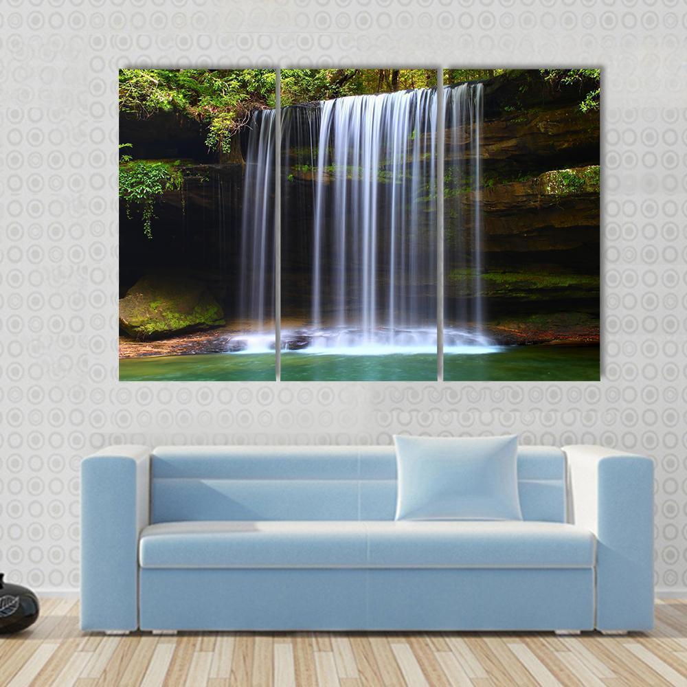 Caney Creek Waterfalls Canvas Wall Art-3 Horizontal-Gallery Wrap-37" x 24"-Tiaracle