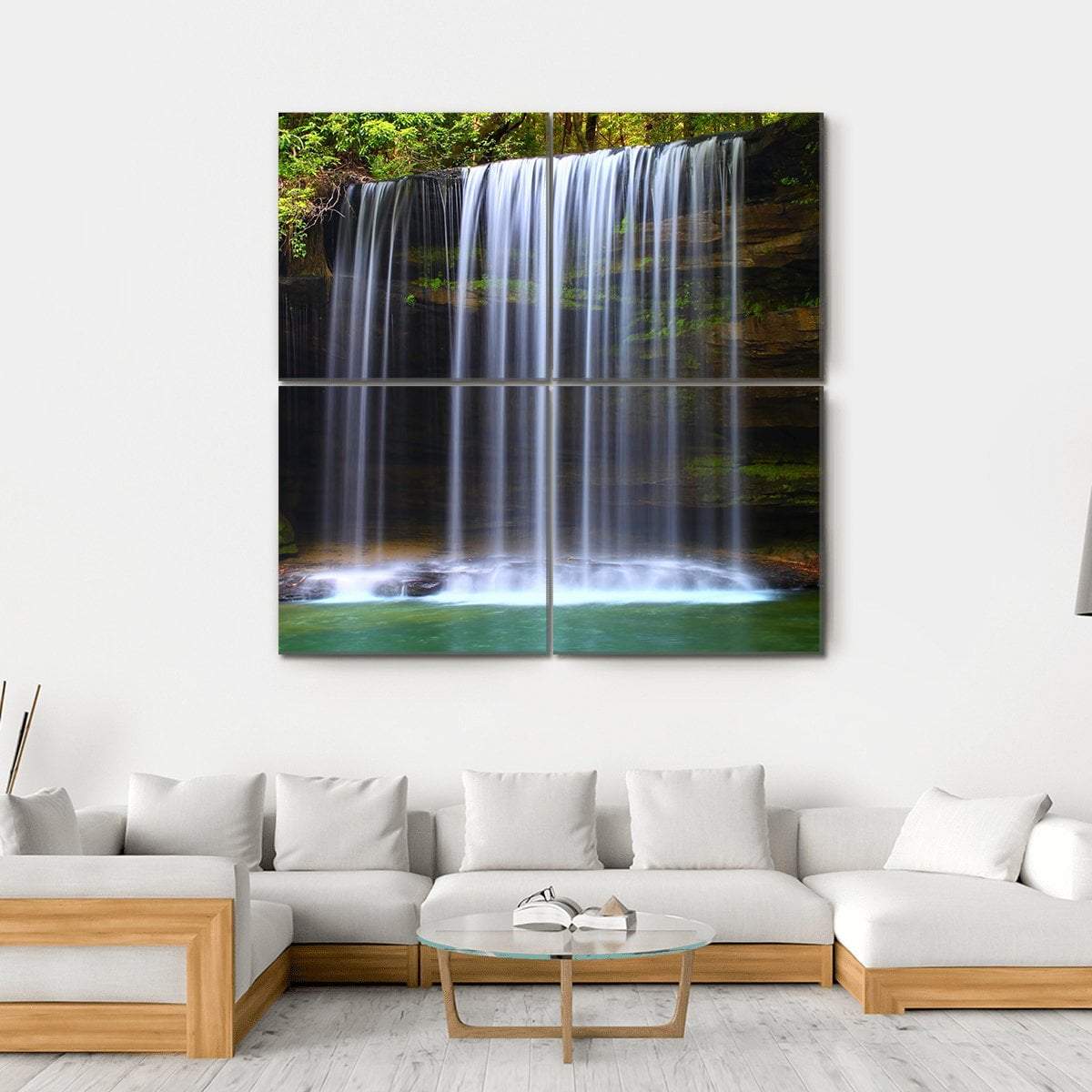Caney Creek Waterfalls Canvas Wall Art-4 Square-Gallery Wrap-17" x 17"-Tiaracle