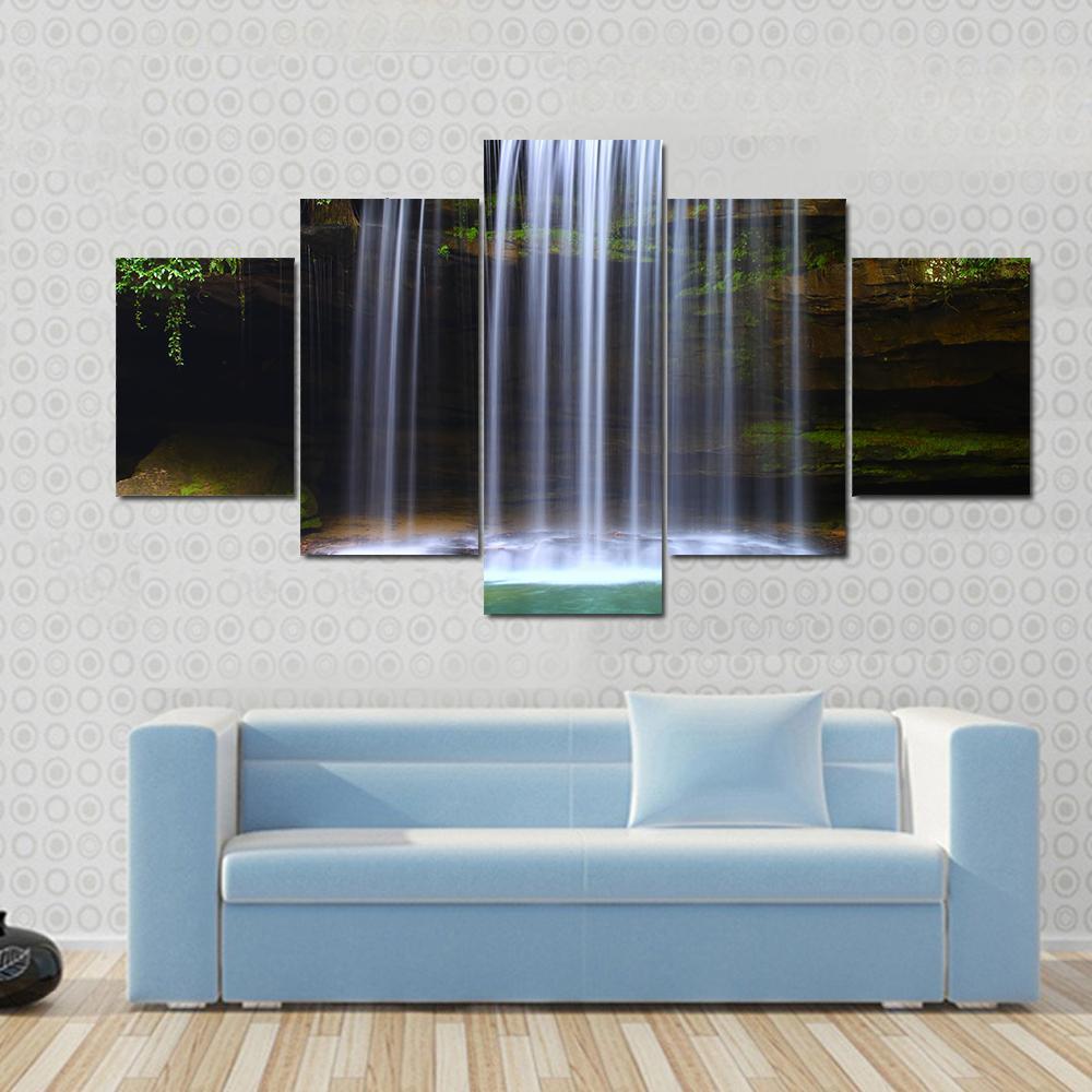 Caney Creek Waterfalls Canvas Wall Art-5 Star-Gallery Wrap-62" x 32"-Tiaracle