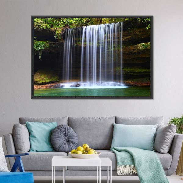Caney Creek Waterfalls Canvas Wall Art-1 Piece-Floating Frame-24" x 16"-Tiaracle