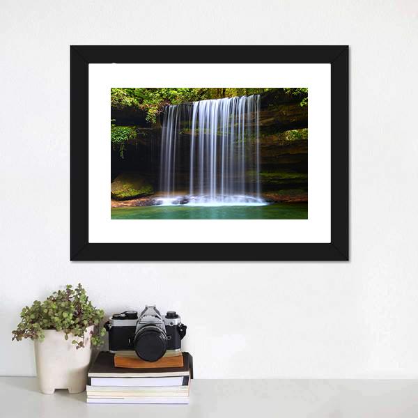 Caney Creek Waterfalls Canvas Wall Art-1 Piece-Framed Print-20" x 16"-Tiaracle