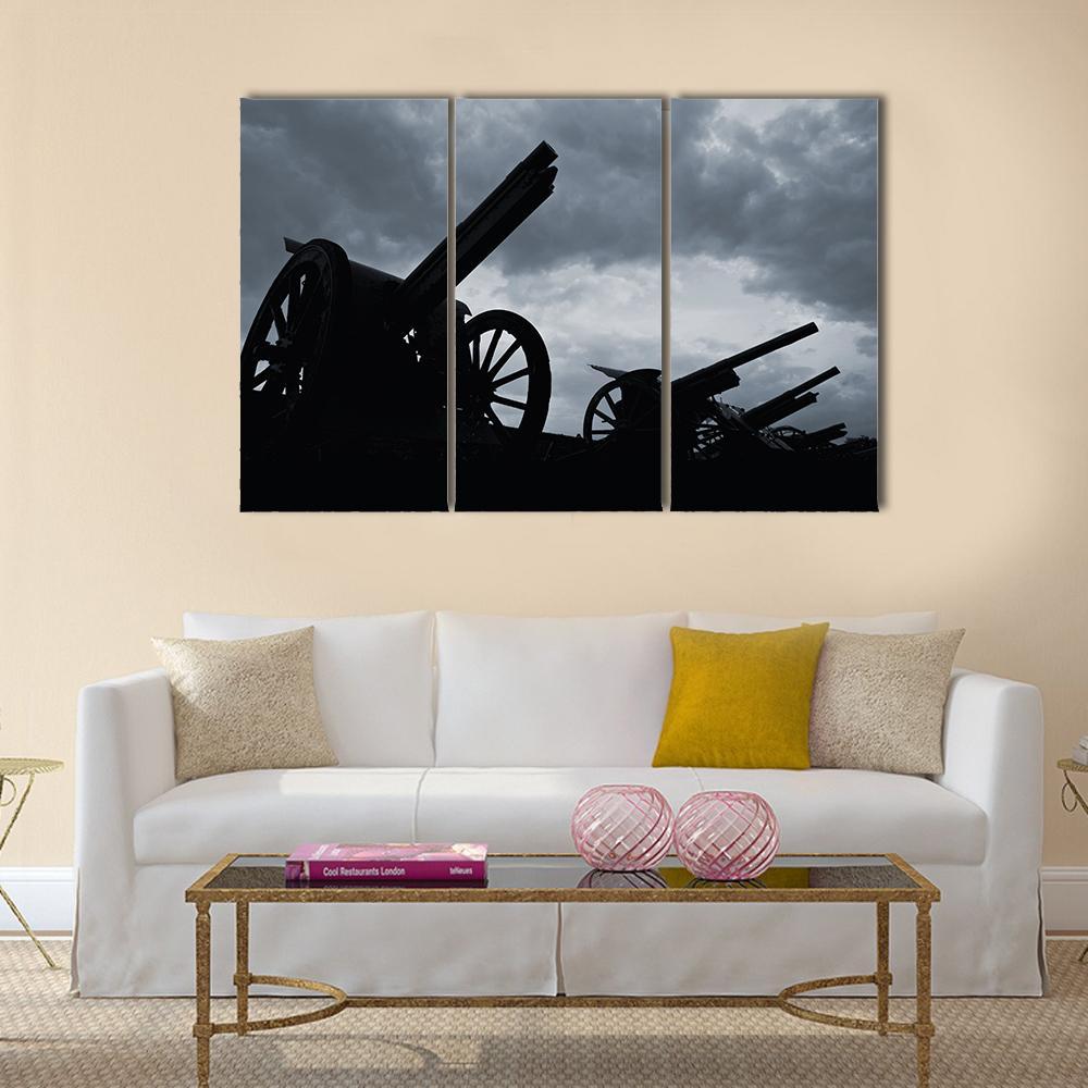 Cannon Silhouettes Canvas Wall Art-3 Horizontal-Gallery Wrap-37" x 24"-Tiaracle
