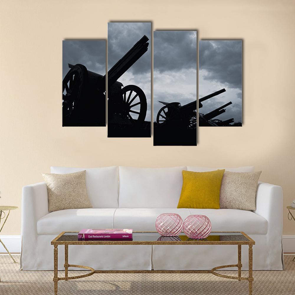 Cannon Silhouettes Canvas Wall Art-4 Pop-Gallery Wrap-50" x 32"-Tiaracle