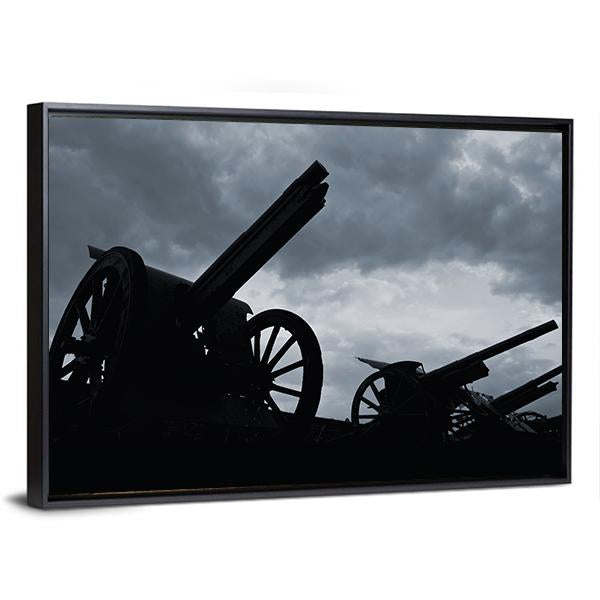 Cannon Silhouettes Canvas Wall Art-3 Horizontal-Gallery Wrap-25" x 16"-Tiaracle