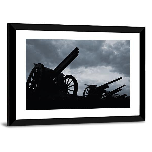 Cannon Silhouettes Canvas Wall Art-3 Horizontal-Gallery Wrap-25" x 16"-Tiaracle
