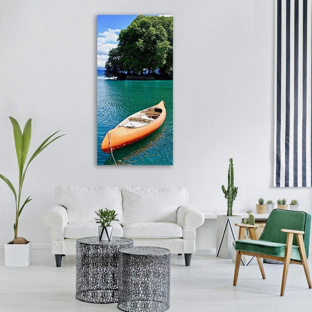 Canoe Paddle Water Craft Adventure In Summer Vertical Canvas Wall Art-1 Vertical-Gallery Wrap-12" x 24"-Tiaracle