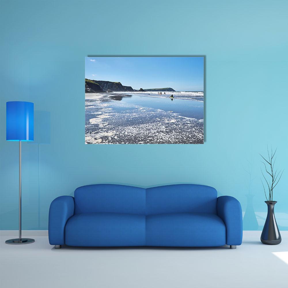 Canoes On Newport Sands Canvas Wall Art-1 Piece-Gallery Wrap-48" x 32"-Tiaracle