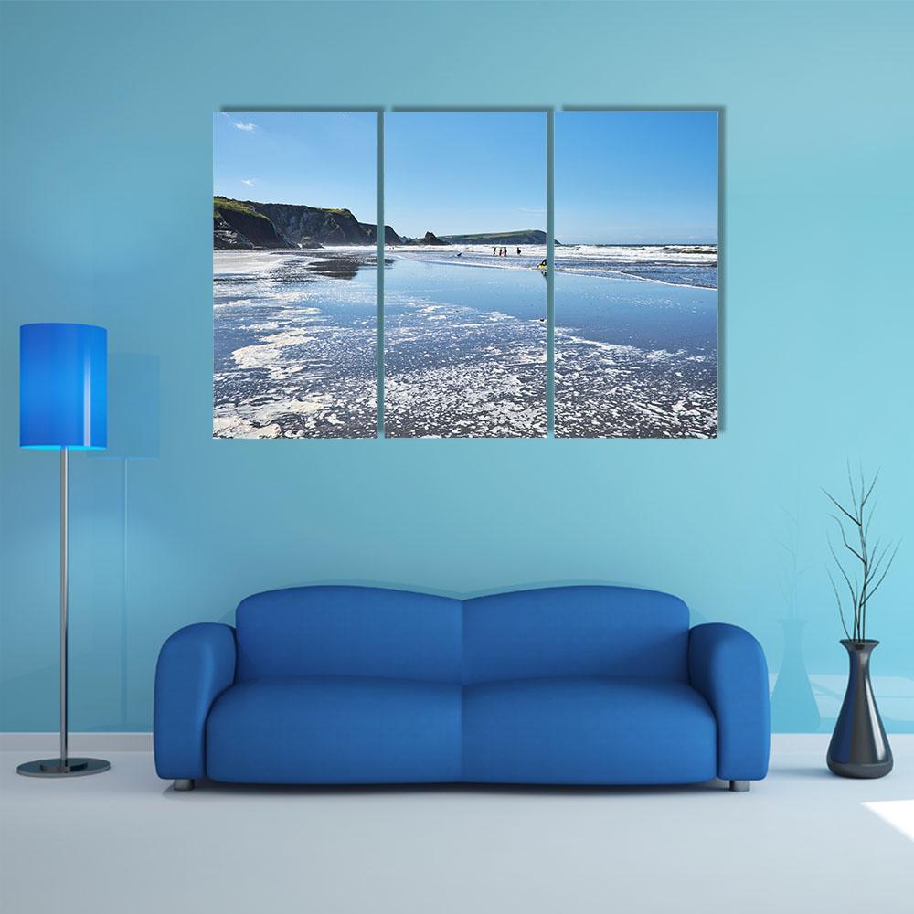 Canoes On Newport Sands Canvas Wall Art-3 Horizontal-Gallery Wrap-37" x 24"-Tiaracle