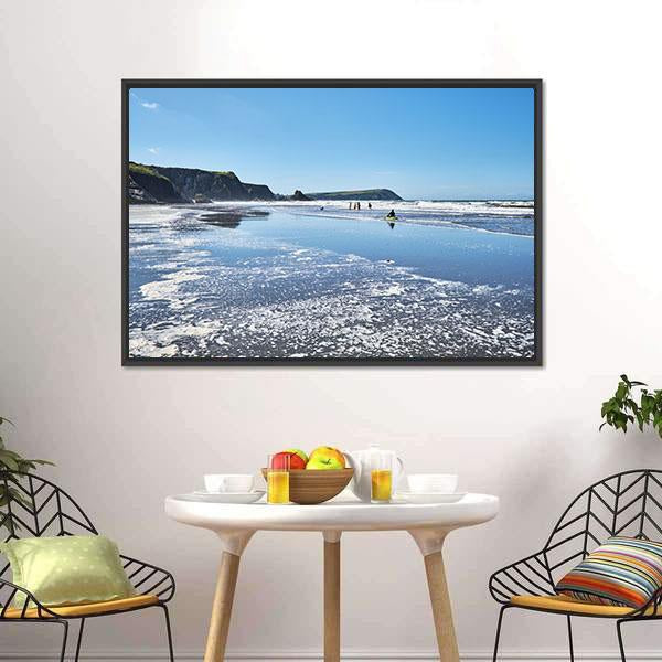 Canoes On Newport Sands Canvas Wall Art-3 Horizontal-Gallery Wrap-25" x 16"-Tiaracle