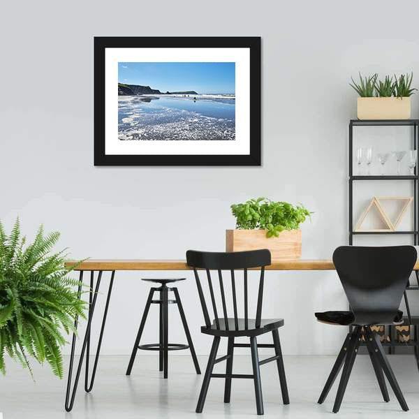 Canoes On Newport Sands Canvas Wall Art-3 Horizontal-Gallery Wrap-25" x 16"-Tiaracle