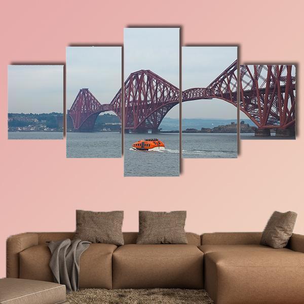 Forth Bridge UK Canvas Wall Art-5 Star-Gallery Wrap-62" x 32"-Tiaracle