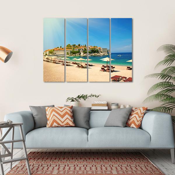 Canvas Chairs On The Beach Canvas Wall Art-4 Horizontal-Gallery Wrap-34" x 24"-Tiaracle