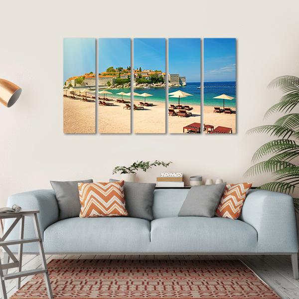 Canvas Chairs On The Beach Canvas Wall Art-5 Horizontal-Gallery Wrap-22" x 12"-Tiaracle
