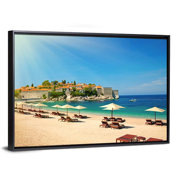 Canvas Chairs On The Beach Canvas Wall Art-3 Horizontal-Gallery Wrap-25" x 16"-Tiaracle