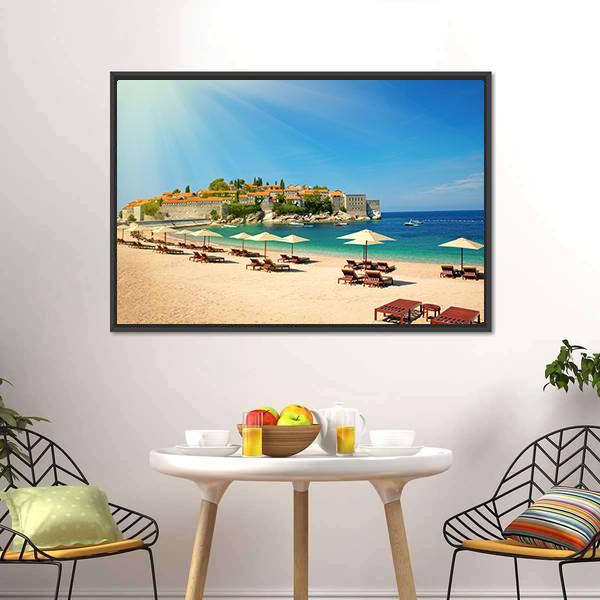 Canvas Chairs On The Beach Canvas Wall Art-3 Horizontal-Gallery Wrap-25" x 16"-Tiaracle