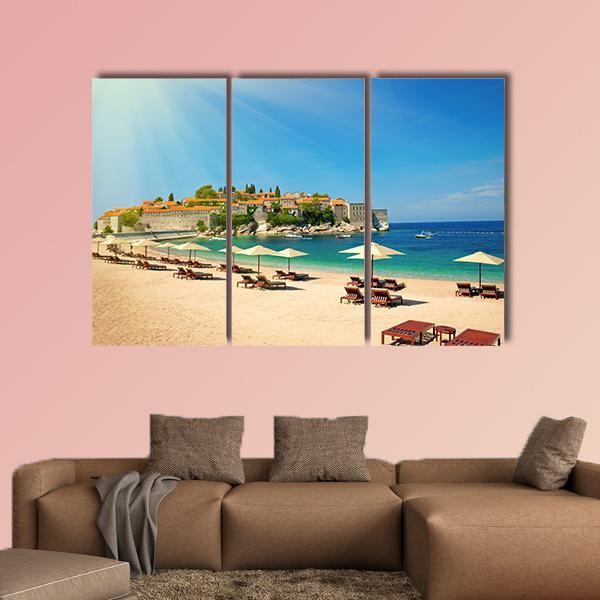 Canvas Chairs On The Beach Canvas Wall Art-3 Horizontal-Gallery Wrap-25" x 16"-Tiaracle