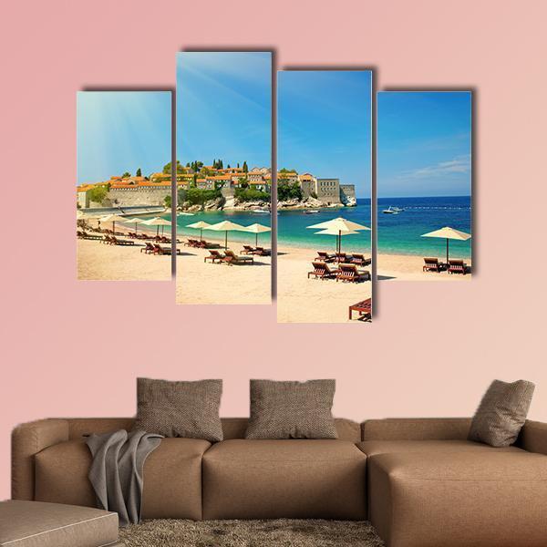 Canvas Chairs On The Beach Canvas Wall Art-4 Pop-Gallery Wrap-50" x 32"-Tiaracle