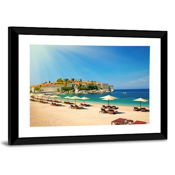 Canvas Chairs On The Beach Canvas Wall Art-3 Horizontal-Gallery Wrap-25" x 16"-Tiaracle