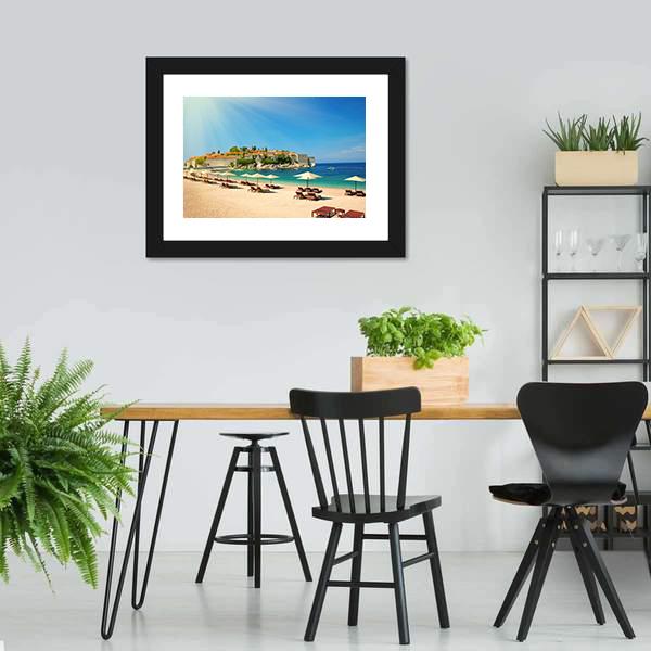 Canvas Chairs On The Beach Canvas Wall Art-3 Horizontal-Gallery Wrap-25" x 16"-Tiaracle