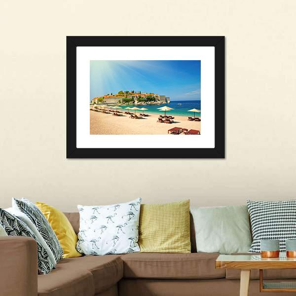 Canvas Chairs On The Beach Canvas Wall Art-3 Horizontal-Gallery Wrap-25" x 16"-Tiaracle