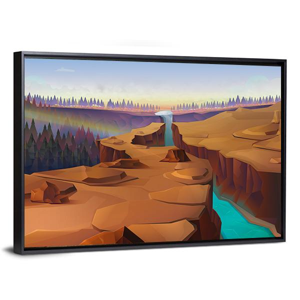 Canyon Illustration Canvas Wall Art-3 Horizontal-Gallery Wrap-25" x 16"-Tiaracle