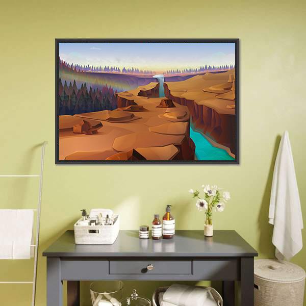 Canyon Illustration Canvas Wall Art-3 Horizontal-Gallery Wrap-25" x 16"-Tiaracle