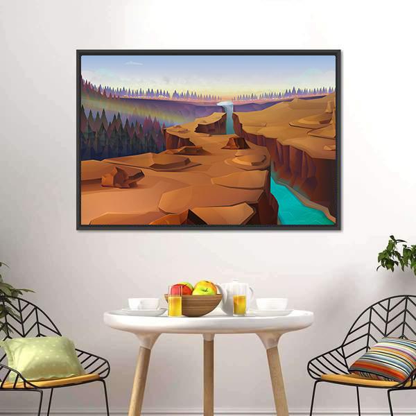 Canyon Illustration Canvas Wall Art-3 Horizontal-Gallery Wrap-25" x 16"-Tiaracle