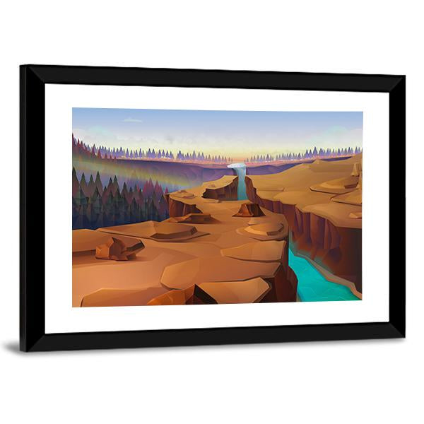 Canyon Illustration Canvas Wall Art-3 Horizontal-Gallery Wrap-25" x 16"-Tiaracle