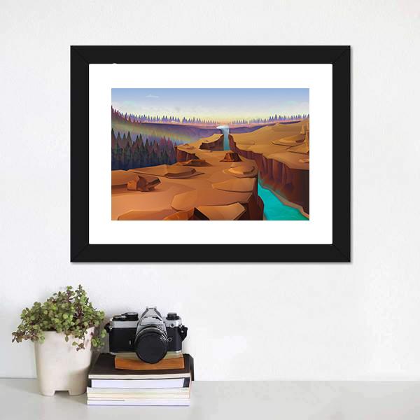 Canyon Illustration Canvas Wall Art-1 Piece-Framed Print-20" x 16"-Tiaracle