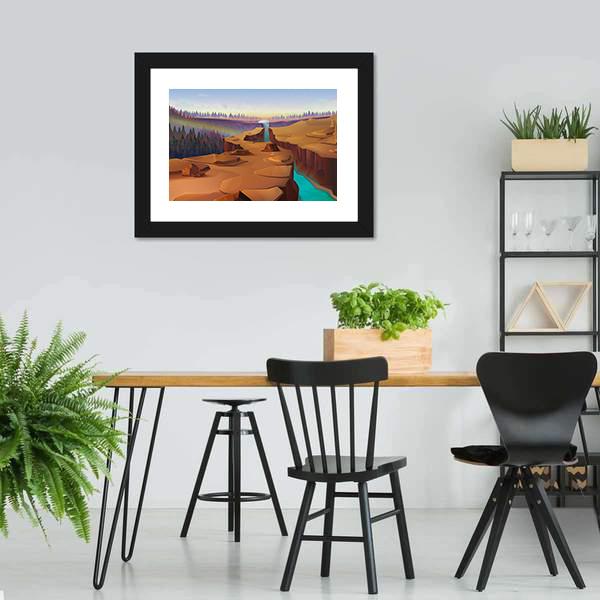 Canyon Illustration Canvas Wall Art-3 Horizontal-Gallery Wrap-25" x 16"-Tiaracle