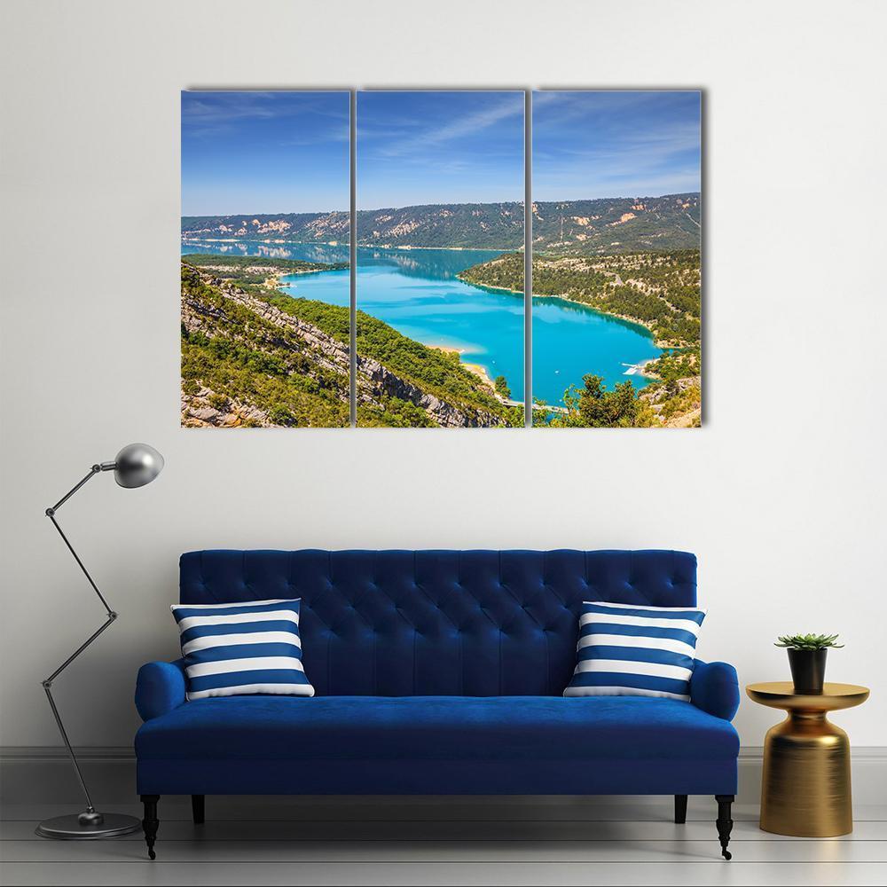Canyon Of Verdon Canvas Wall Art-3 Horizontal-Gallery Wrap-37" x 24"-Tiaracle